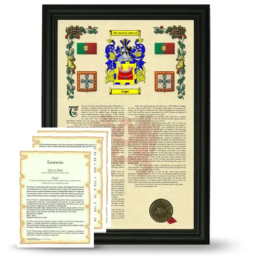 Lope Framed Armorial History and Symbolism - Black