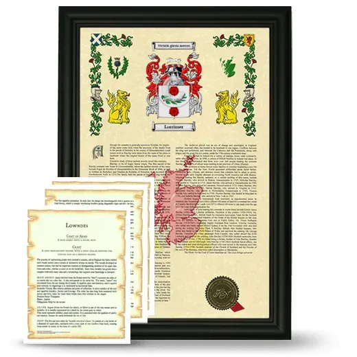 Lorrimer Framed Armorial History and Symbolism - Black