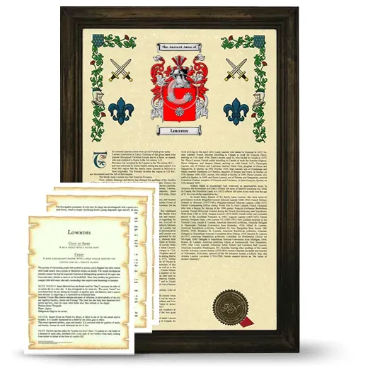 Lourens Framed Armorial History and Symbolism - Brown