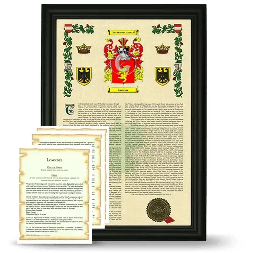 Lowen Framed Armorial History and Symbolism - Black