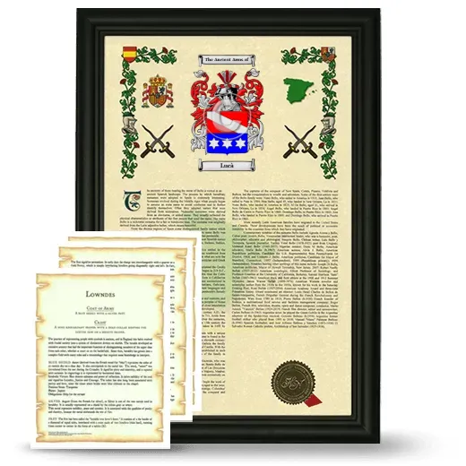 Lucà Framed Armorial History and Symbolism - Black
