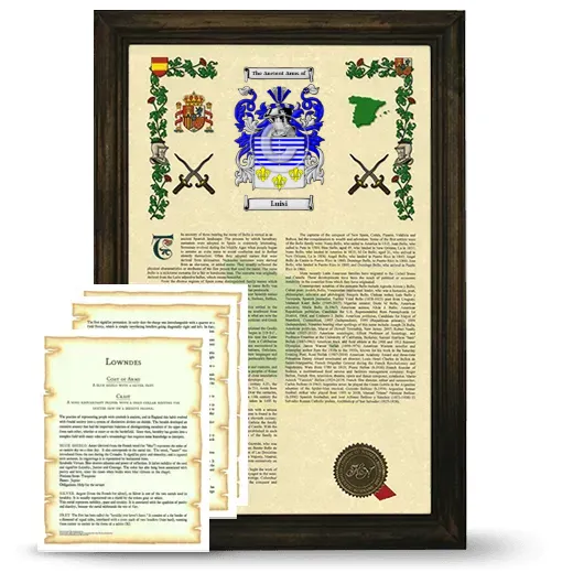 Luisi Framed Armorial History and Symbolism - Brown