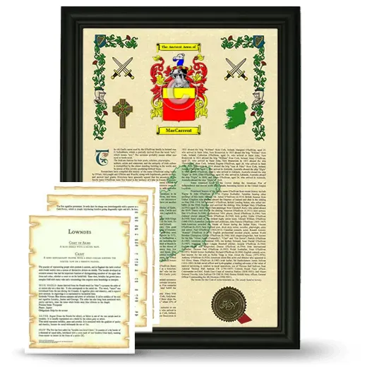 MacCarrent Framed Armorial History and Symbolism - Black