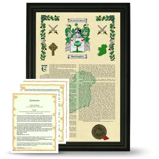 MacGeraghty Framed Armorial History and Symbolism - Black