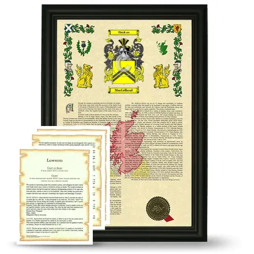 MacLelland Framed Armorial History and Symbolism - Black