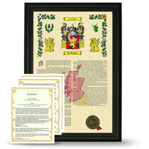 MacMaghan Framed Armorial History and Symbolism - Black