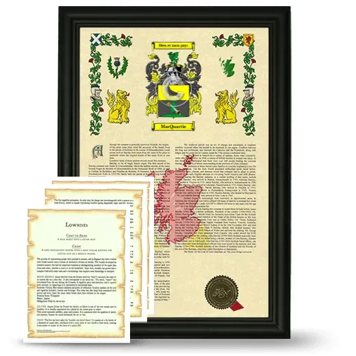 MacQuartie Framed Armorial History and Symbolism - Black