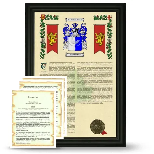 Macthomas Framed Armorial History and Symbolism - Black