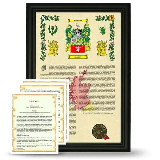 Malroy Framed Armorial History and Symbolism - Black