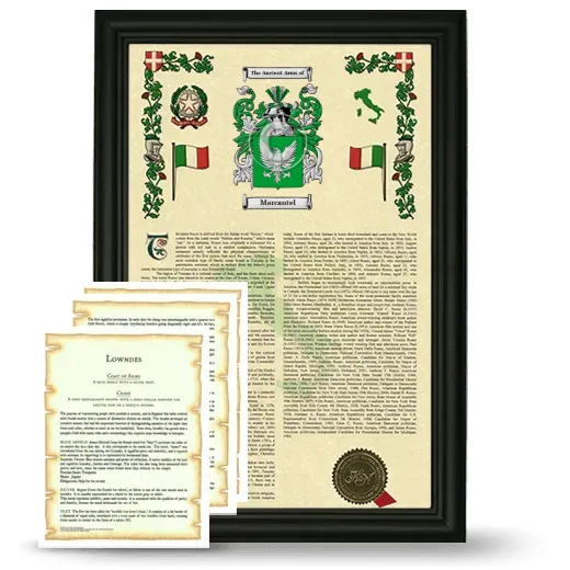 Marcantel Framed Armorial History and Symbolism - Black
