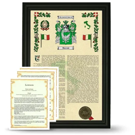 Marconi Framed Armorial History and Symbolism - Black