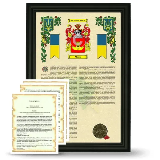 Marez Framed Armorial History and Symbolism - Black