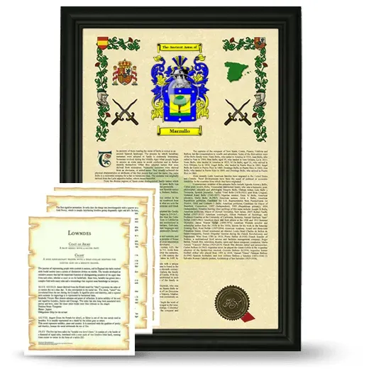 Marzullo Framed Armorial History and Symbolism - Black