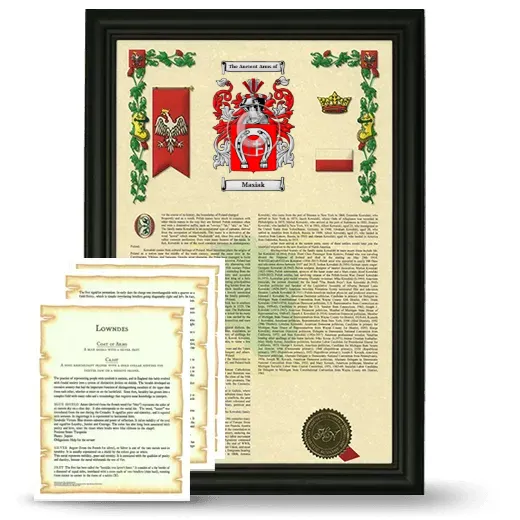 Masiak Framed Armorial History and Symbolism - Black
