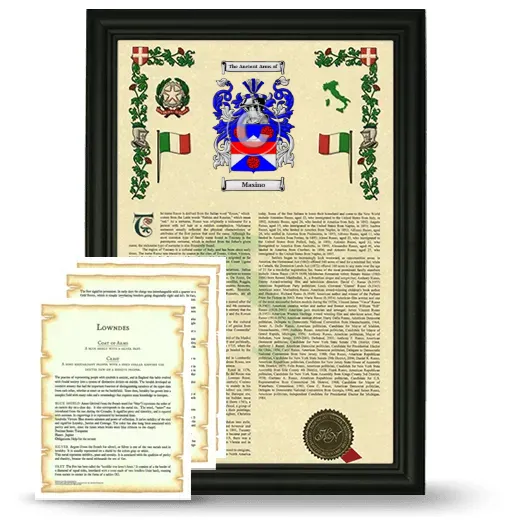 Masino Framed Armorial History and Symbolism - Black