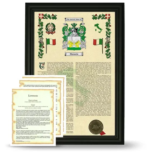 Massaria Framed Armorial History and Symbolism - Black
