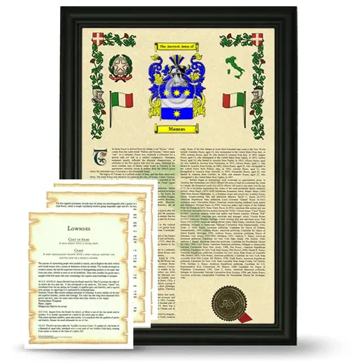 Mauras Framed Armorial History and Symbolism - Black