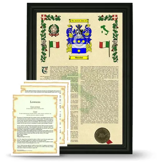 Maurini Framed Armorial History and Symbolism - Black