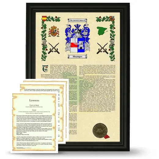 Mayorgas Framed Armorial History and Symbolism - Black