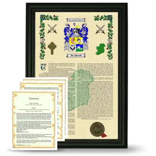 Mc-donnell Framed Armorial History and Symbolism - Black