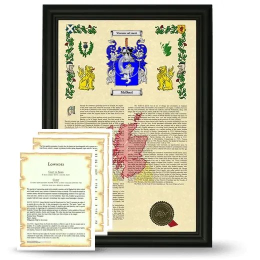 McDool Framed Armorial History and Symbolism - Black