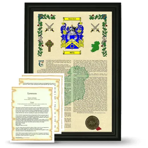 McEy Framed Armorial History and Symbolism - Black