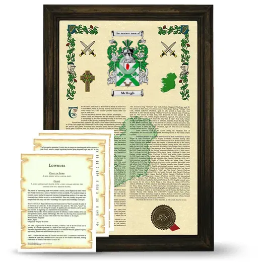 McHugh Framed Armorial History and Symbolism - Brown