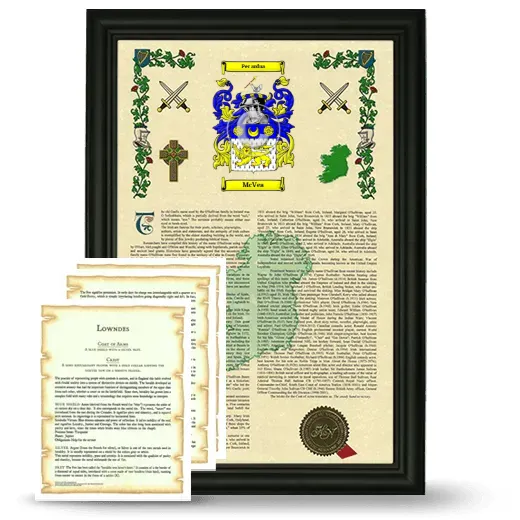 McVea Framed Armorial History and Symbolism - Black