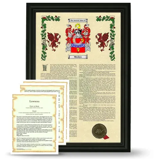 Meakyn Framed Armorial History and Symbolism - Black