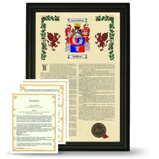Medlycott Framed Armorial History and Symbolism - Black