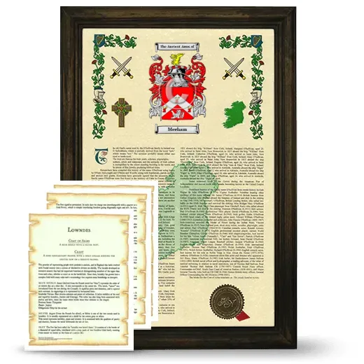 Meeham Framed Armorial History and Symbolism - Brown