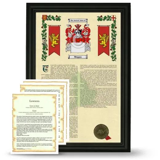 Meggay Framed Armorial History and Symbolism - Black