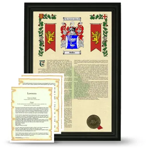 Melles Framed Armorial History and Symbolism - Black