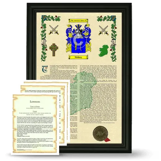 Melony Framed Armorial History and Symbolism - Black