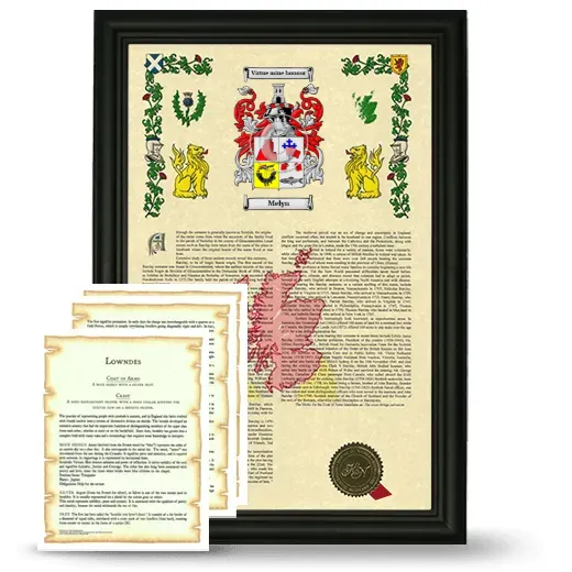 Melyn Framed Armorial History and Symbolism - Black