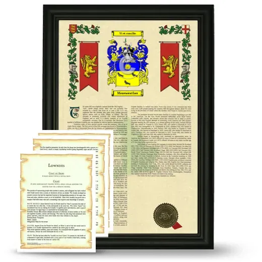 Mereweather Framed Armorial History and Symbolism - Black