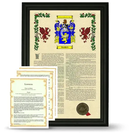 Merideth Framed Armorial History and Symbolism - Black