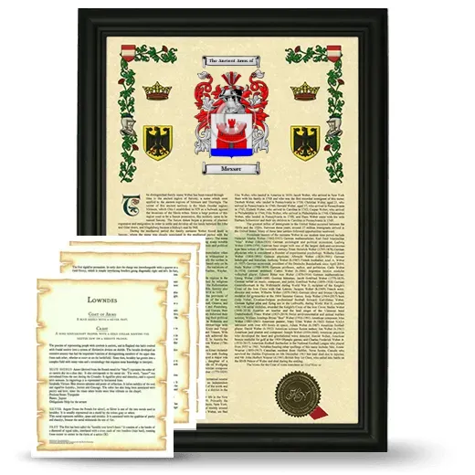 Messer Framed Armorial History and Symbolism - Black