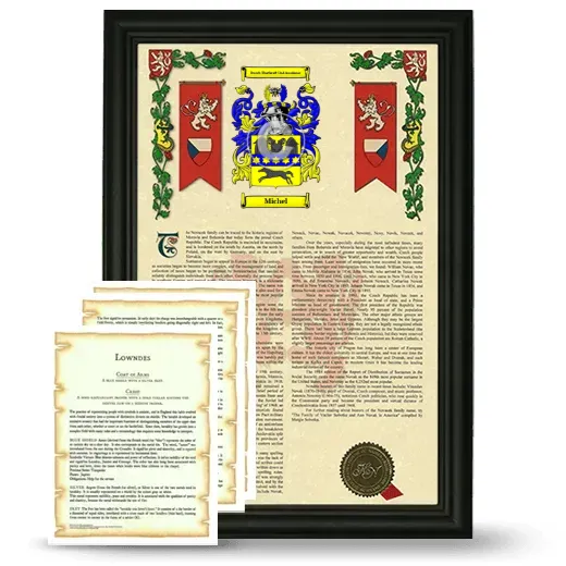 Michel Framed Armorial History and Symbolism - Black