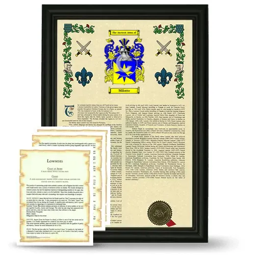 Milotte Framed Armorial History and Symbolism - Black