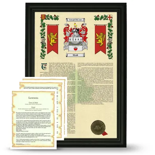 Moak Framed Armorial History and Symbolism - Black
