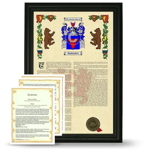Moskowitch Framed Armorial History and Symbolism - Black