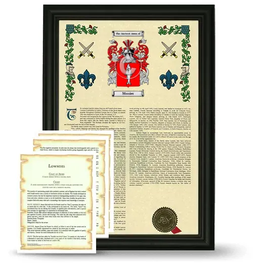 Munier Framed Armorial History and Symbolism - Black
