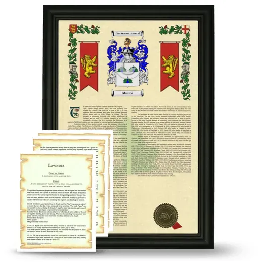 Munté Framed Armorial History and Symbolism - Black