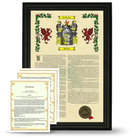 Murvin Framed Armorial History and Symbolism - Black