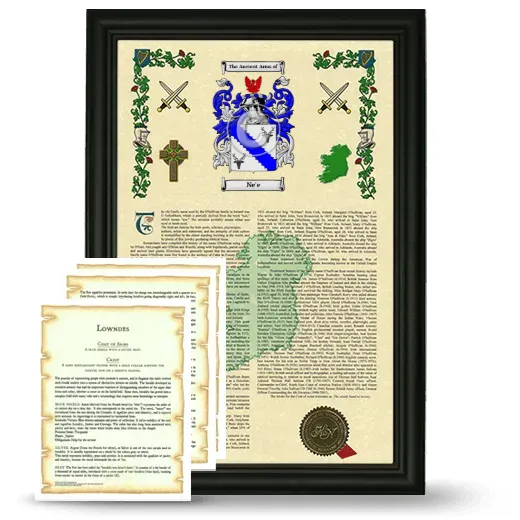 Ne'e Framed Armorial History and Symbolism - Black