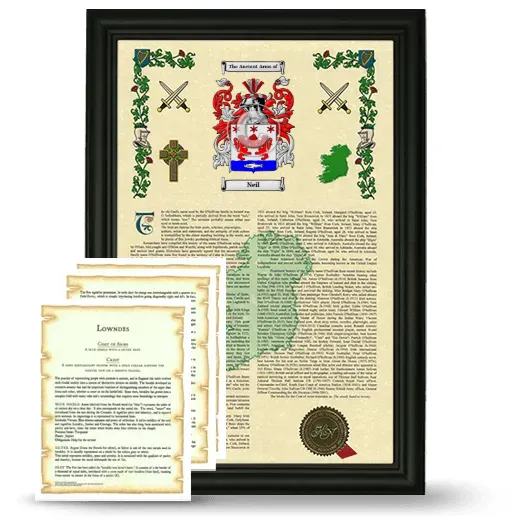 Neil Framed Armorial History and Symbolism - Black