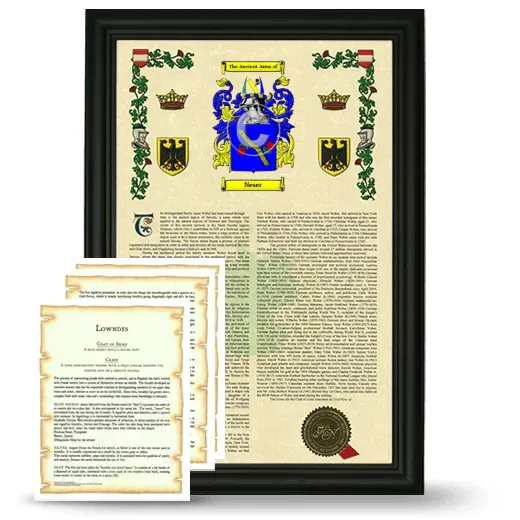 Neser Framed Armorial History and Symbolism - Black