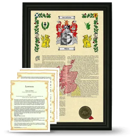 Niarn Framed Armorial History and Symbolism - Black