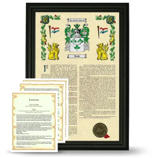 Nicole Framed Armorial History and Symbolism - Black